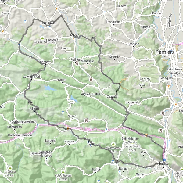 Kartminiatyr av "Historiska Landskap" cykelinspiration i Midi-Pyrénées, France. Genererad av Tarmacs.app cykelruttplanerare