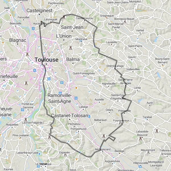 Mapa miniatúra "Cesta k Toit-terrasse des Galeries Lafayette" cyklistická inšpirácia v Midi-Pyrénées, France. Vygenerované cyklistickým plánovačom trás Tarmacs.app