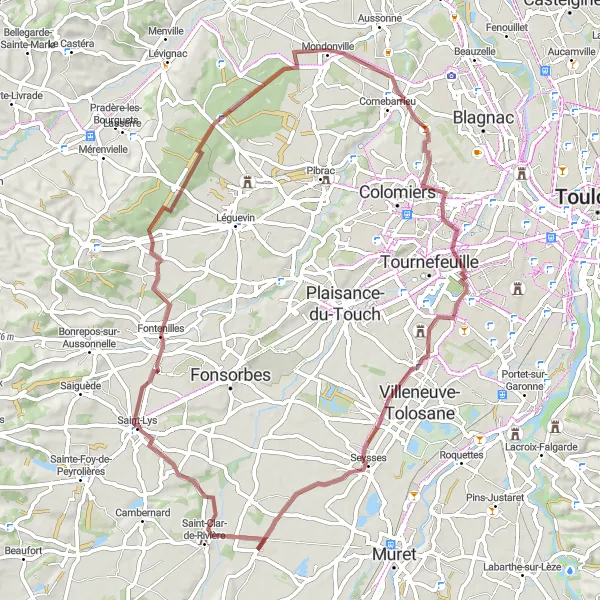 Map miniature of "The Gravel Adventure" cycling inspiration in Midi-Pyrénées, France. Generated by Tarmacs.app cycling route planner