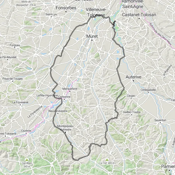 Miniatuurkaart van de fietsinspiratie "Ontdekkingstocht door Zuid-Frankrijk" in Midi-Pyrénées, France. Gemaakt door de Tarmacs.app fietsrouteplanner