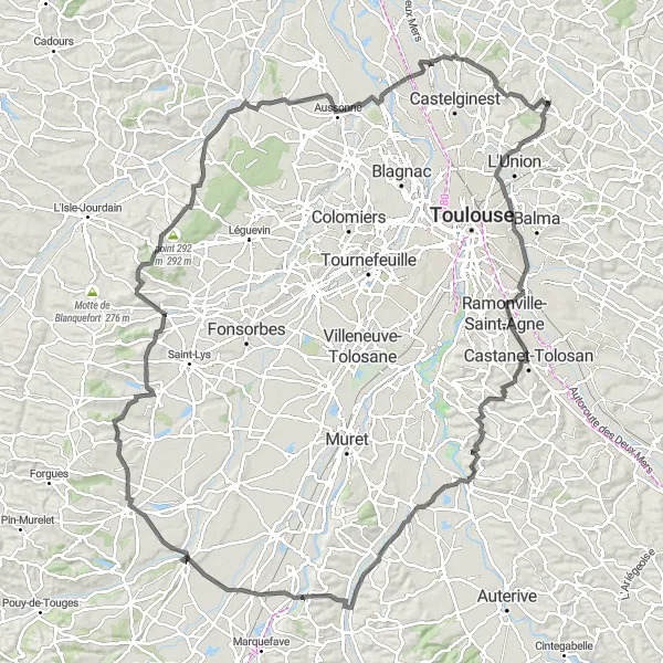 Karten-Miniaturansicht der Radinspiration "Herausfordernde Straßenrunde Richtung Pyrenäen" in Midi-Pyrénées, France. Erstellt vom Tarmacs.app-Routenplaner für Radtouren
