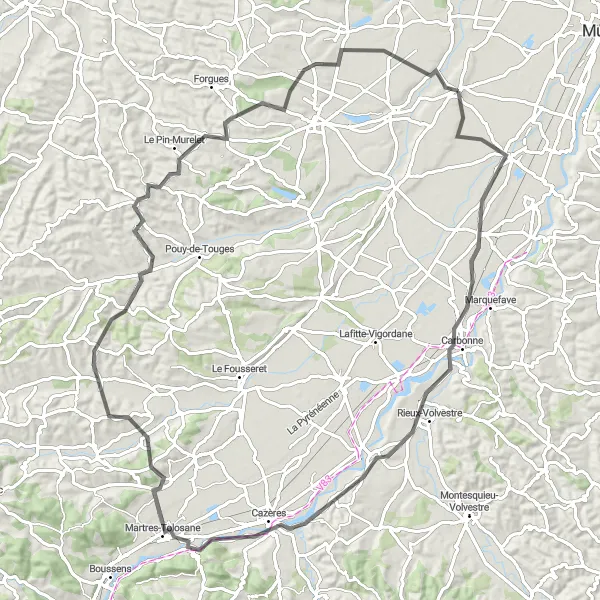 Karttaminiaatyyri "Lherm - Sajas Circular Route" pyöräilyinspiraatiosta alueella Midi-Pyrénées, France. Luotu Tarmacs.app pyöräilyreittisuunnittelijalla