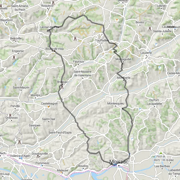 Map miniature of "Challenge Your Limits: A Mountainous Road Bike Experience" cycling inspiration in Midi-Pyrénées, France. Generated by Tarmacs.app cycling route planner