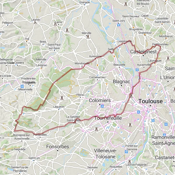 Mapa miniatúra "Okruh smerom na východ a sever" cyklistická inšpirácia v Midi-Pyrénées, France. Vygenerované cyklistickým plánovačom trás Tarmacs.app