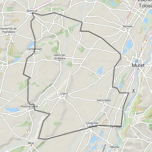 Map miniature of "Ox to Cambernard Loop" cycling inspiration in Midi-Pyrénées, France. Generated by Tarmacs.app cycling route planner