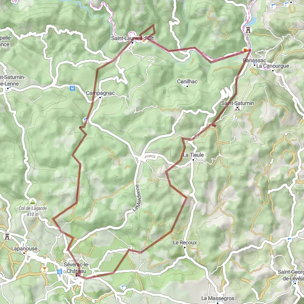 Karten-Miniaturansicht der Radinspiration "Erkundungstour durch die ländliche Idylle" in Midi-Pyrénées, France. Erstellt vom Tarmacs.app-Routenplaner für Radtouren