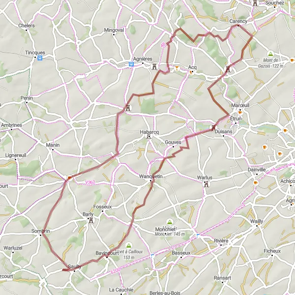 Miniature de la carte de l'inspiration cycliste "Les Sentiers de Montagne" dans la Nord-Pas de Calais, France. Générée par le planificateur d'itinéraire cycliste Tarmacs.app