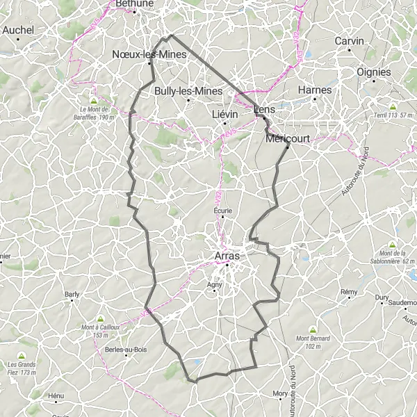 Miniature de la carte de l'inspiration cycliste "Parcours unique autour d'Annequin" dans la Nord-Pas de Calais, France. Générée par le planificateur d'itinéraire cycliste Tarmacs.app
