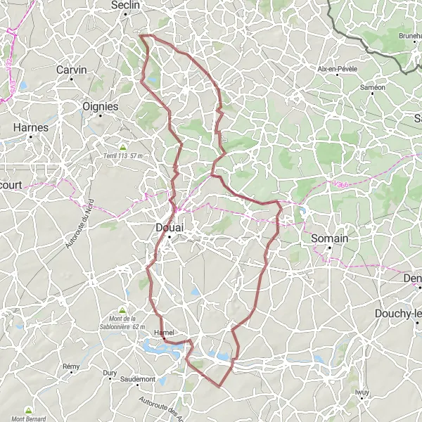 Miniature de la carte de l'inspiration cycliste "Chemin de Bersée et ses environs" dans la Nord-Pas de Calais, France. Générée par le planificateur d'itinéraire cycliste Tarmacs.app