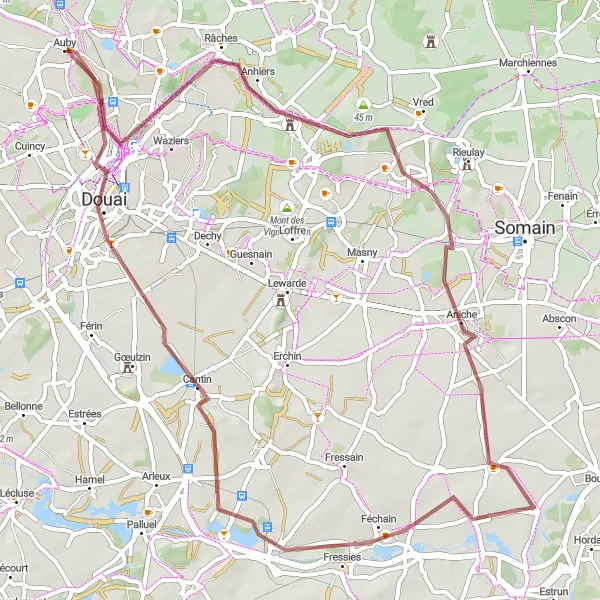 Miniature de la carte de l'inspiration cycliste "La Boucle des Marais" dans la Nord-Pas de Calais, France. Générée par le planificateur d'itinéraire cycliste Tarmacs.app