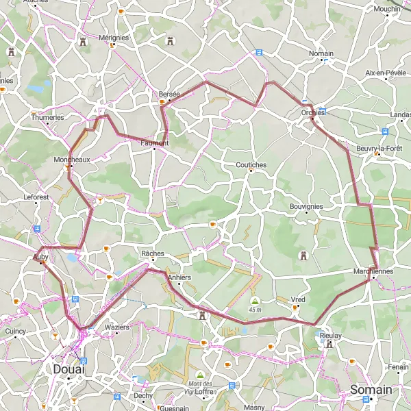 Map miniature of "Nature and Heritage Trail" cycling inspiration in Nord-Pas de Calais, France. Generated by Tarmacs.app cycling route planner