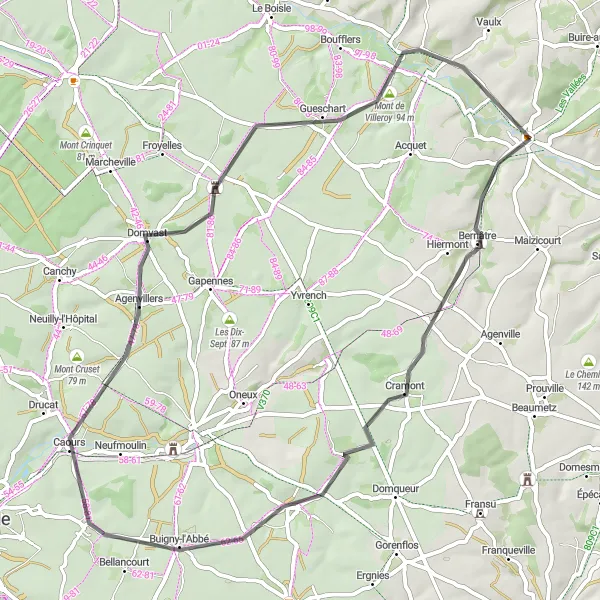 Map miniature of "Scenic Road Loop" cycling inspiration in Nord-Pas de Calais, France. Generated by Tarmacs.app cycling route planner