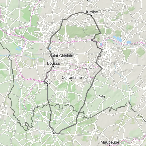 Map miniature of "Bavay to Taisnières-sur-Hon" cycling inspiration in Nord-Pas de Calais, France. Generated by Tarmacs.app cycling route planner