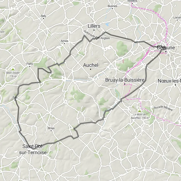Miniature de la carte de l'inspiration cycliste "Terril n°9 - Chocques" dans la Nord-Pas de Calais, France. Générée par le planificateur d'itinéraire cycliste Tarmacs.app