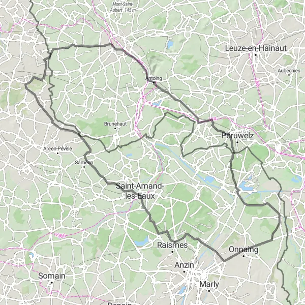 Miniature de la carte de l'inspiration cycliste "Boucle des Châteaux" dans la Nord-Pas de Calais, France. Générée par le planificateur d'itinéraire cycliste Tarmacs.app