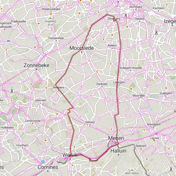 Map miniature of "The Gravel Ride to Halluin and Back" cycling inspiration in Nord-Pas de Calais, France. Generated by Tarmacs.app cycling route planner