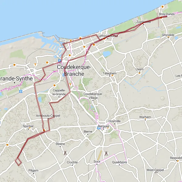 Map miniature of "Gravel Adventure" cycling inspiration in Nord-Pas de Calais, France. Generated by Tarmacs.app cycling route planner