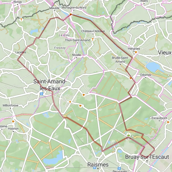 Map miniature of "The Scenic Ride" cycling inspiration in Nord-Pas de Calais, France. Generated by Tarmacs.app cycling route planner