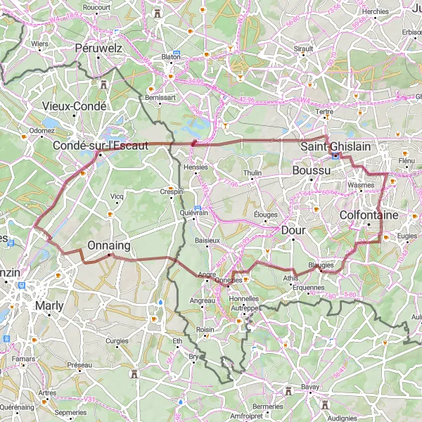 Map miniature of "The Hidden Gems" cycling inspiration in Nord-Pas de Calais, France. Generated by Tarmacs.app cycling route planner
