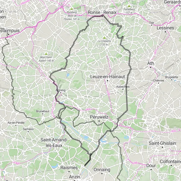 Miniature de la carte de l'inspiration cycliste "Boucle des Hauts-Lieux historiques" dans la Nord-Pas de Calais, France. Générée par le planificateur d'itinéraire cycliste Tarmacs.app
