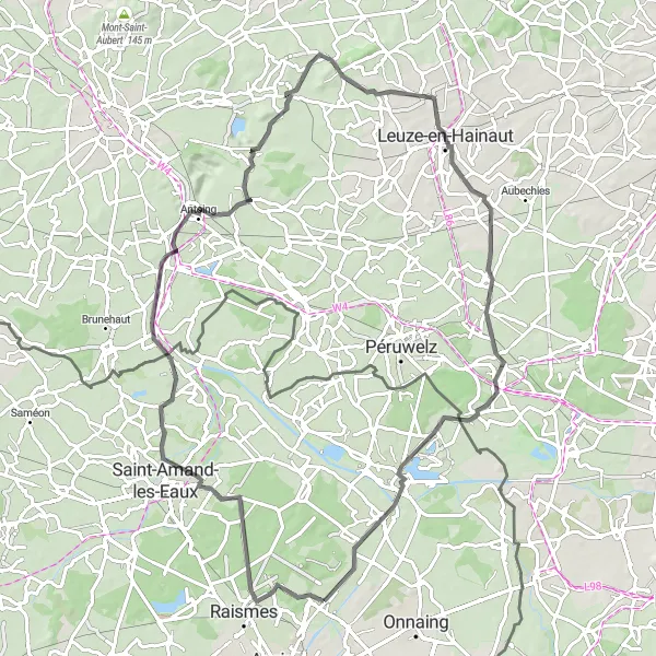 Map miniature of "Bruay-sur-l'Escaut to Fresnes-sur-Escaut Road Cycling Route" cycling inspiration in Nord-Pas de Calais, France. Generated by Tarmacs.app cycling route planner