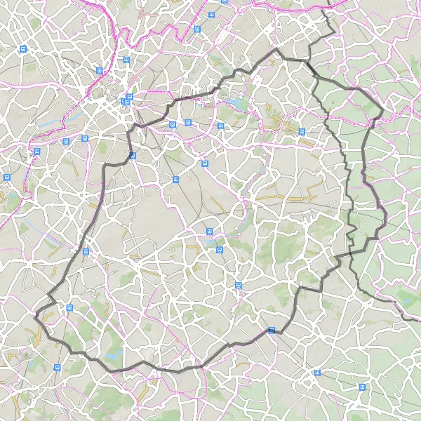 Miniature de la carte de l'inspiration cycliste "Parcours des Flandres Valones" dans la Nord-Pas de Calais, France. Générée par le planificateur d'itinéraire cycliste Tarmacs.app