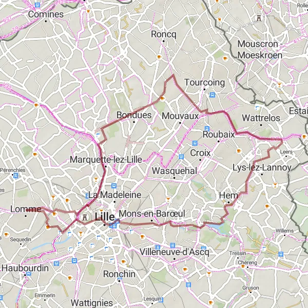 Map miniature of "Nature and History" cycling inspiration in Nord-Pas de Calais, France. Generated by Tarmacs.app cycling route planner