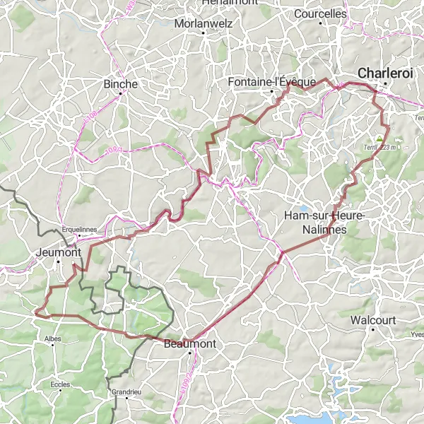 Map miniature of "Rural Gravel Journey" cycling inspiration in Nord-Pas de Calais, France. Generated by Tarmacs.app cycling route planner