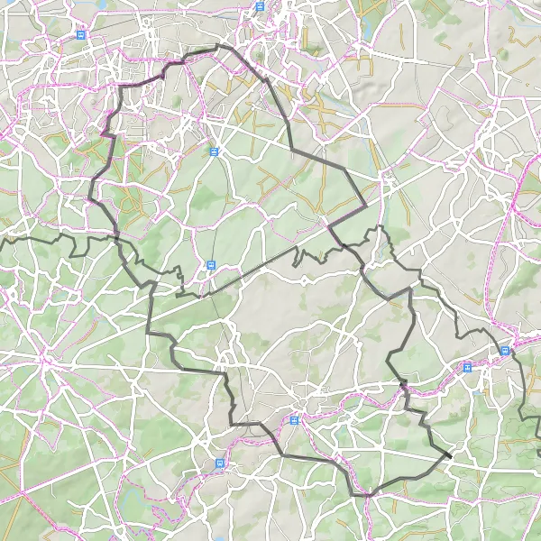 Miniature de la carte de l'inspiration cycliste "Tour de Villers-Sire-Nicole" dans la Nord-Pas de Calais, France. Générée par le planificateur d'itinéraire cycliste Tarmacs.app