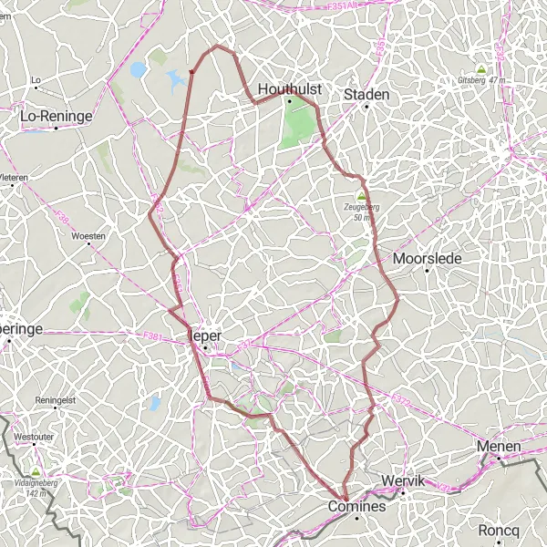 Map miniature of "The Gravel Adventure" cycling inspiration in Nord-Pas de Calais, France. Generated by Tarmacs.app cycling route planner