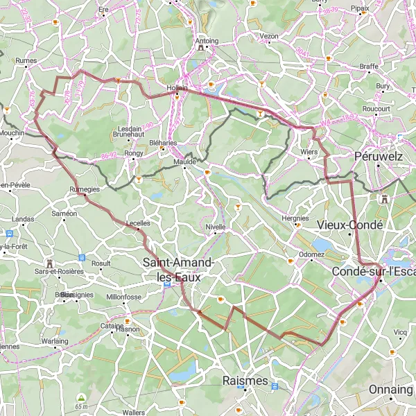 Map miniature of "Gravel Route: Excursion through Charming Villages" cycling inspiration in Nord-Pas de Calais, France. Generated by Tarmacs.app cycling route planner