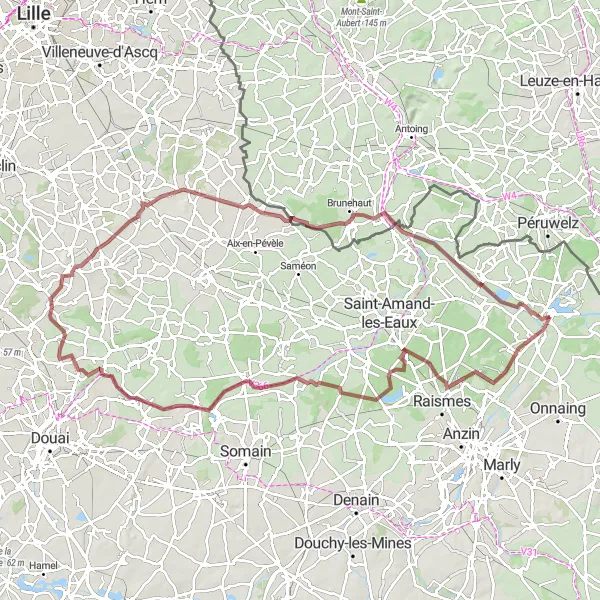 Map miniature of "Hergnies Gravel Adventure" cycling inspiration in Nord-Pas de Calais, France. Generated by Tarmacs.app cycling route planner