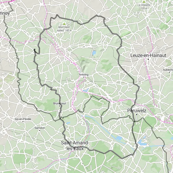 Miniature de la carte de l'inspiration cycliste "Randonnée des Vallées Authentiques" dans la Nord-Pas de Calais, France. Générée par le planificateur d'itinéraire cycliste Tarmacs.app