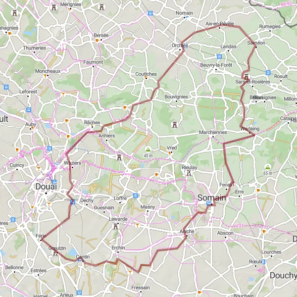 Miniature de la carte de l'inspiration cycliste "Circuit des Mines de Corbehem" dans la Nord-Pas de Calais, France. Générée par le planificateur d'itinéraire cycliste Tarmacs.app
