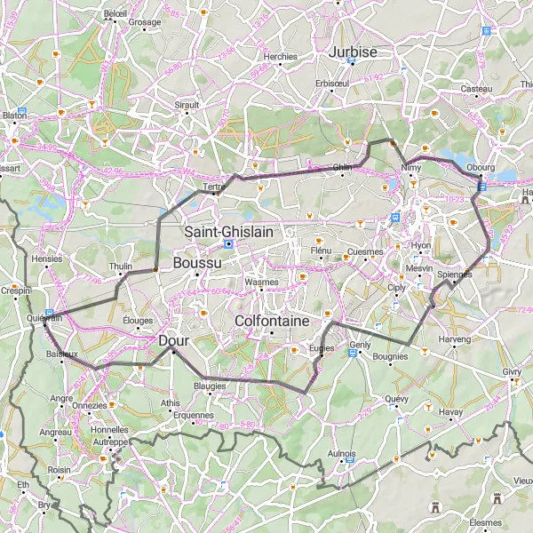 Map miniature of "Underground Wonders" cycling inspiration in Nord-Pas de Calais, France. Generated by Tarmacs.app cycling route planner