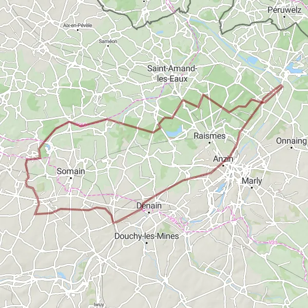 Miniature de la carte de l'inspiration cycliste "Circuit des Terrils et des Marais" dans la Nord-Pas de Calais, France. Générée par le planificateur d'itinéraire cycliste Tarmacs.app