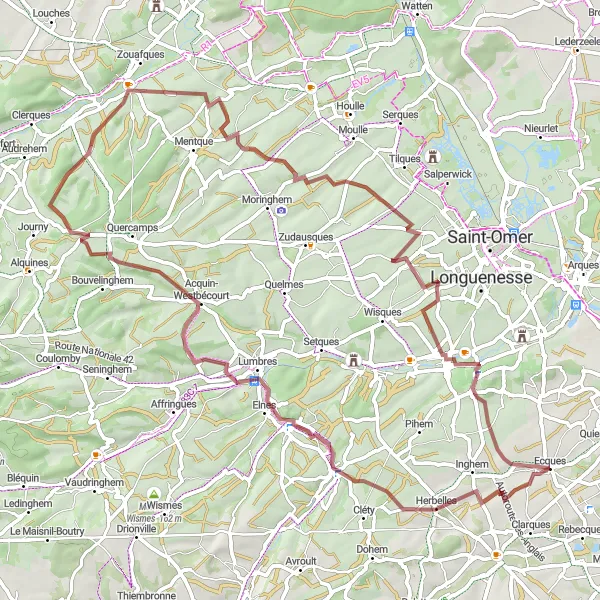 Miniature de la carte de l'inspiration cycliste "Les Vallées Secrètes" dans la Nord-Pas de Calais, France. Générée par le planificateur d'itinéraire cycliste Tarmacs.app