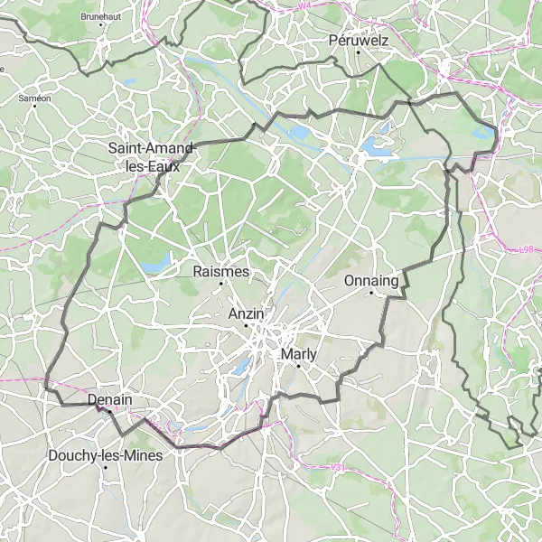 Map miniature of "Rural Delights" cycling inspiration in Nord-Pas de Calais, France. Generated by Tarmacs.app cycling route planner