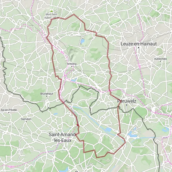 Map miniature of "Thun-Saint-Amand - Escautpont Gravel Loop" cycling inspiration in Nord-Pas de Calais, France. Generated by Tarmacs.app cycling route planner