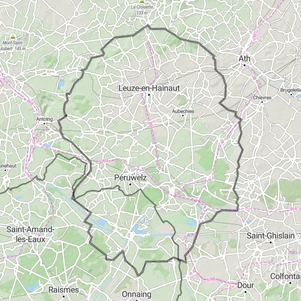 Miniature de la carte de l'inspiration cycliste "Sentiers Historiques du Nord" dans la Nord-Pas de Calais, France. Générée par le planificateur d'itinéraire cycliste Tarmacs.app
