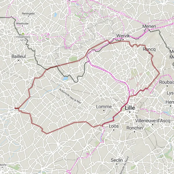 Map miniature of "Gravel Adventure Through Bunkers and Natural Beauty" cycling inspiration in Nord-Pas de Calais, France. Generated by Tarmacs.app cycling route planner