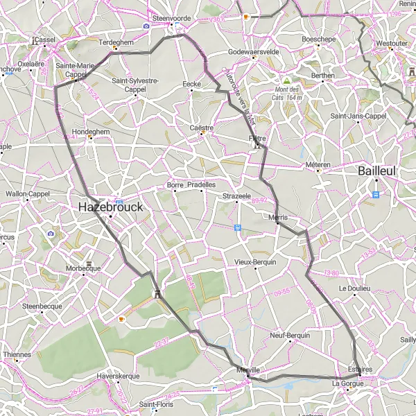 Map miniature of "La Gorgue to Estaires Road Cycling Route" cycling inspiration in Nord-Pas de Calais, France. Generated by Tarmacs.app cycling route planner