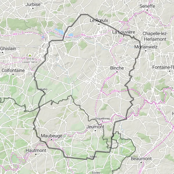 Map miniature of "The Legendary Road Expedition" cycling inspiration in Nord-Pas de Calais, France. Generated by Tarmacs.app cycling route planner