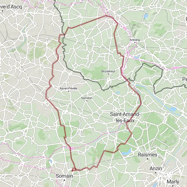 Miniature de la carte de l'inspiration cycliste "Circuit de la Bétise" dans la Nord-Pas de Calais, France. Générée par le planificateur d'itinéraire cycliste Tarmacs.app