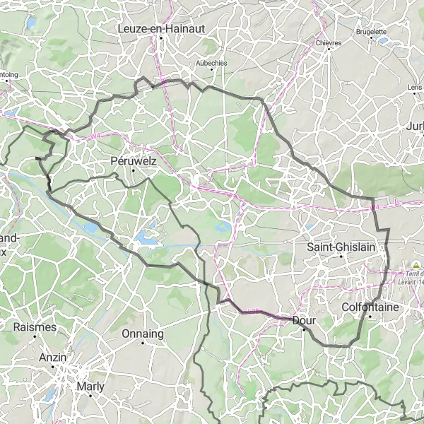 Map miniature of "The Terril Adventure" cycling inspiration in Nord-Pas de Calais, France. Generated by Tarmacs.app cycling route planner