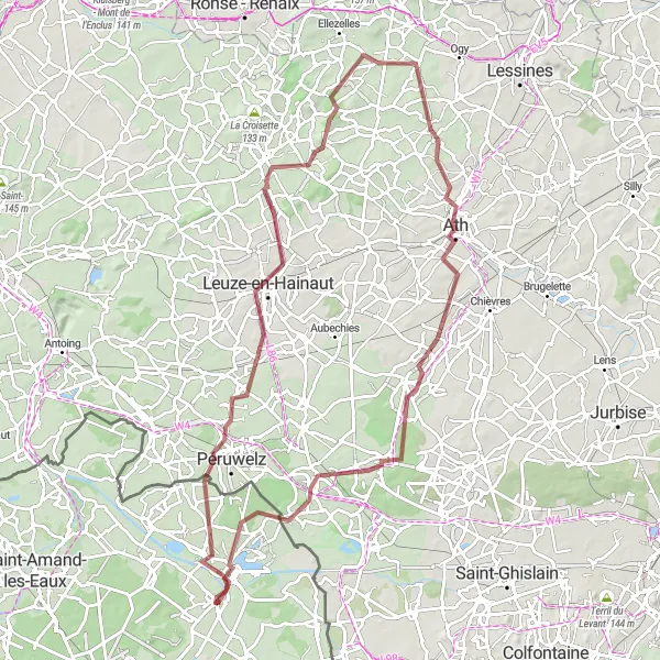 Map miniature of "The Gravel Challenge" cycling inspiration in Nord-Pas de Calais, France. Generated by Tarmacs.app cycling route planner