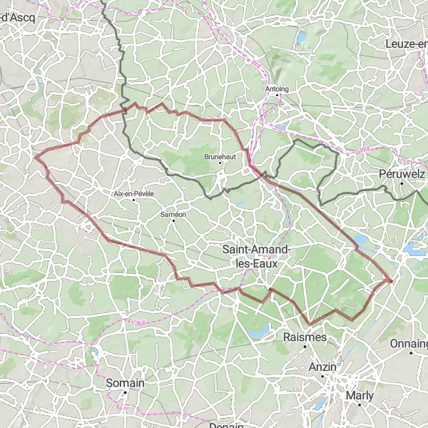 Miniature de la carte de l'inspiration cycliste "Tour des Terrils du Nord" dans la Nord-Pas de Calais, France. Générée par le planificateur d'itinéraire cycliste Tarmacs.app