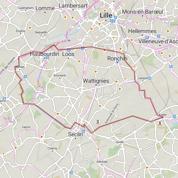 Map miniature of "Scenic Exploration" cycling inspiration in Nord-Pas de Calais, France. Generated by Tarmacs.app cycling route planner