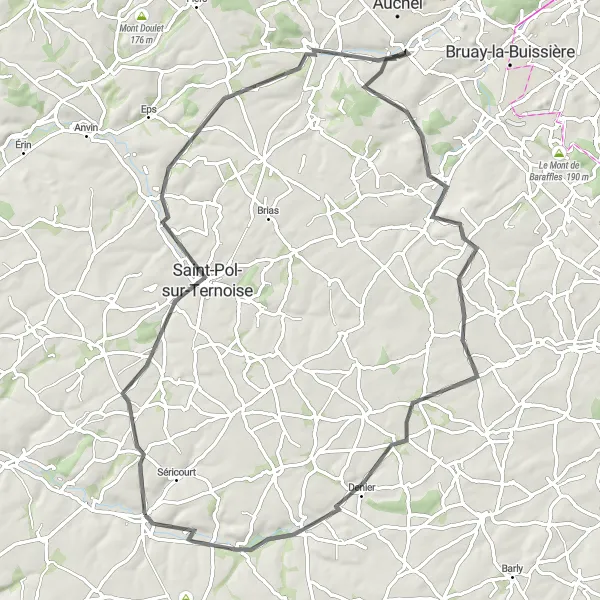 Map miniature of "Frévent Loop" cycling inspiration in Nord-Pas de Calais, France. Generated by Tarmacs.app cycling route planner