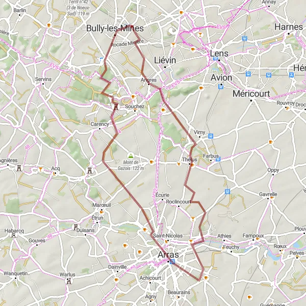 Miniature de la carte de l'inspiration cycliste "Circuit de la Colline Verte" dans la Nord-Pas de Calais, France. Générée par le planificateur d'itinéraire cycliste Tarmacs.app